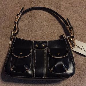 New black wit tan trim Emilie purse
